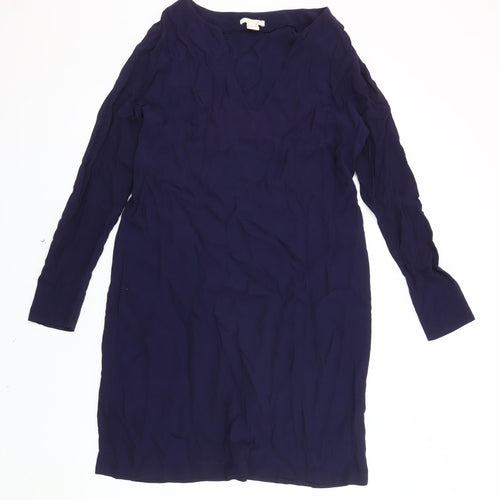 H&M Women's Blue Viscose Long Sleeve Dress - Size 8