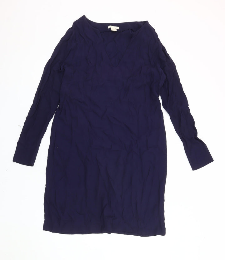 H&M Women's Blue Viscose Long Sleeve Dress - Size 8