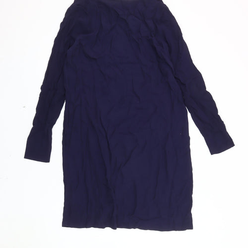 H&M Women's Blue Viscose Long Sleeve Dress - Size 8