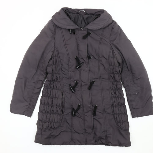 Bm Women's Grey Duffle Coat Size 12 Mid-Length Toggle