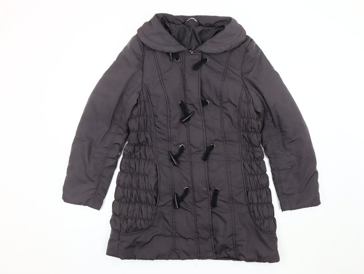 Bm Women's Grey Duffle Coat Size 12 Mid-Length Toggle