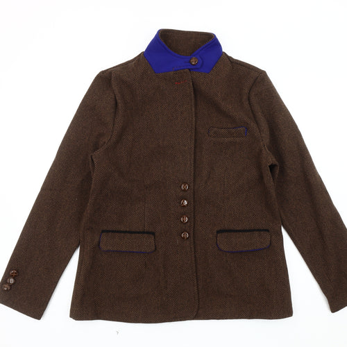 Misslook Women's Brown Blazer Jacket XL, Herringbone, Buttoned