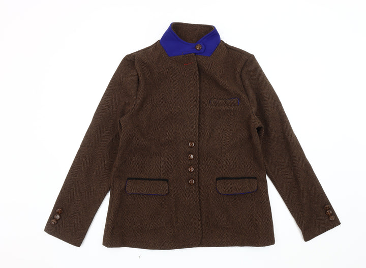 Misslook Women's Brown Blazer Jacket XL, Herringbone, Buttoned