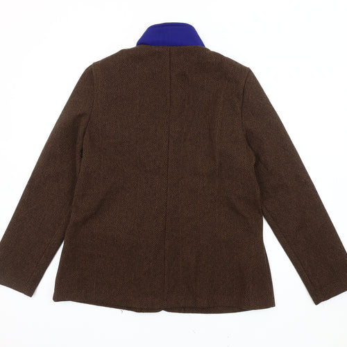 Misslook Women's Brown Blazer Jacket XL, Herringbone, Buttoned