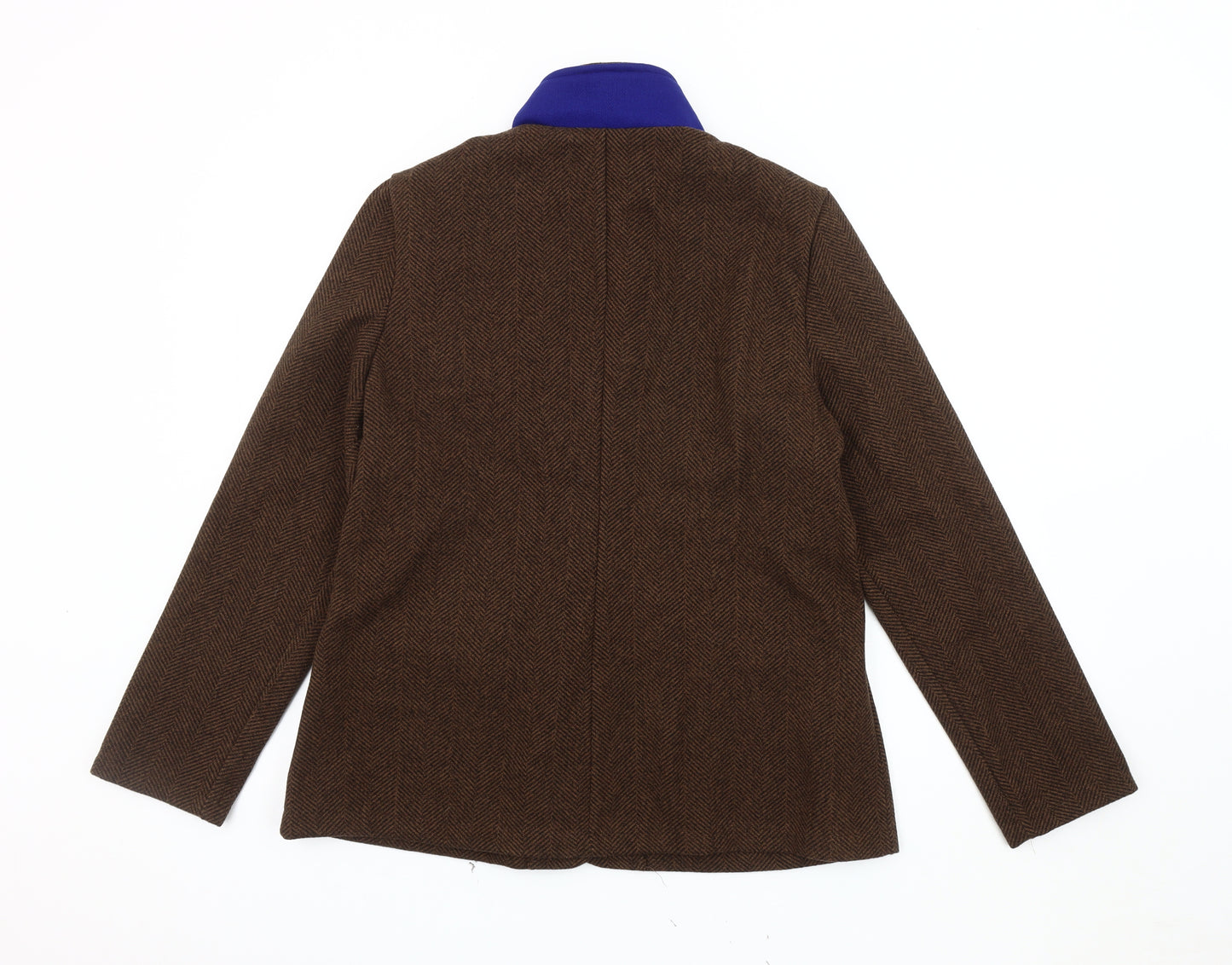 Misslook Women's Brown Blazer Jacket XL, Herringbone, Buttoned