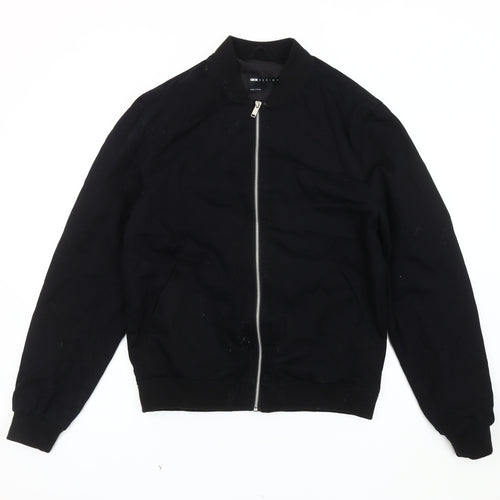 ASOS DESIGN Black Bomber Jacket, Unisex S, Casual Classic