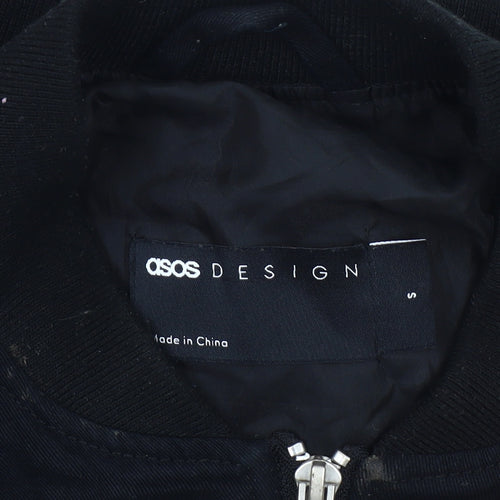 ASOS DESIGN Black Bomber Jacket, Unisex S, Casual Classic