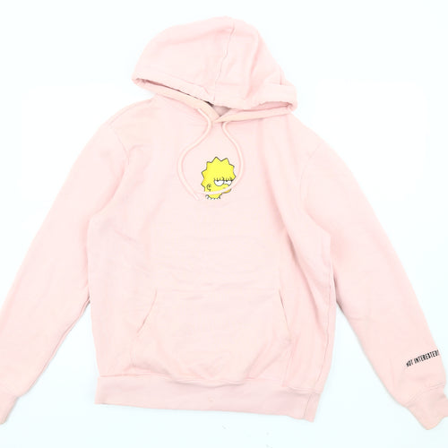 H&M Women's Pink Pullover Hoodie, S, Casual Cartoon Style