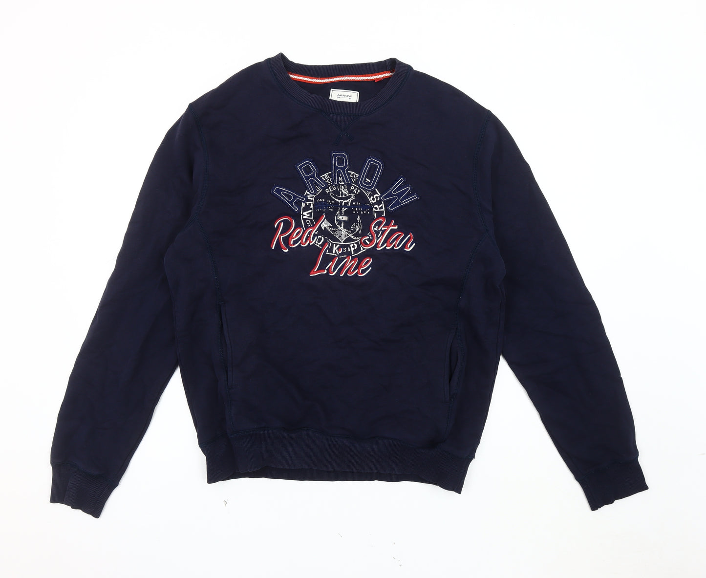 Arrow Men's Blue Graphic Pullover Sweatshirt L