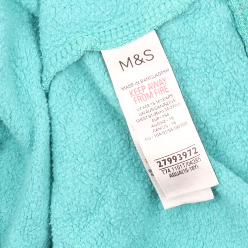 Marks and Spencer Girls Blue 16Y Full Zip Hoodie 1/4 Zip Casual