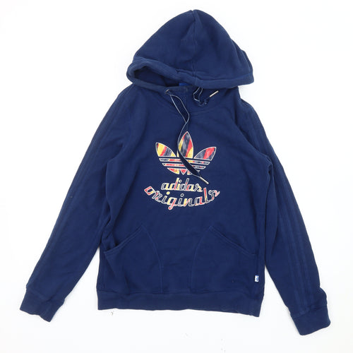 Adidas Women's Blue Pullover Hoodie, Size 12, Logo Style