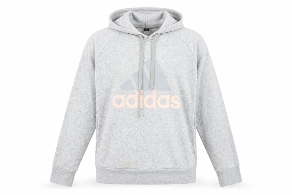 Front view of Adidas Women's Grey Pullover Hoodie, size M