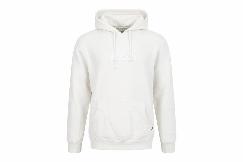 Front view of Levi's Men's White Pullover Hoodie S