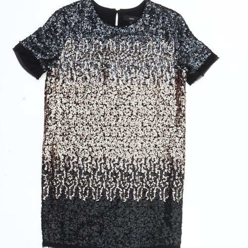 Next Women's Black Sequin Shift Dress Size 12
