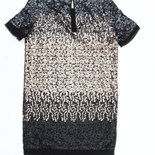 Next Women's Black Sequin Shift Dress Size 12