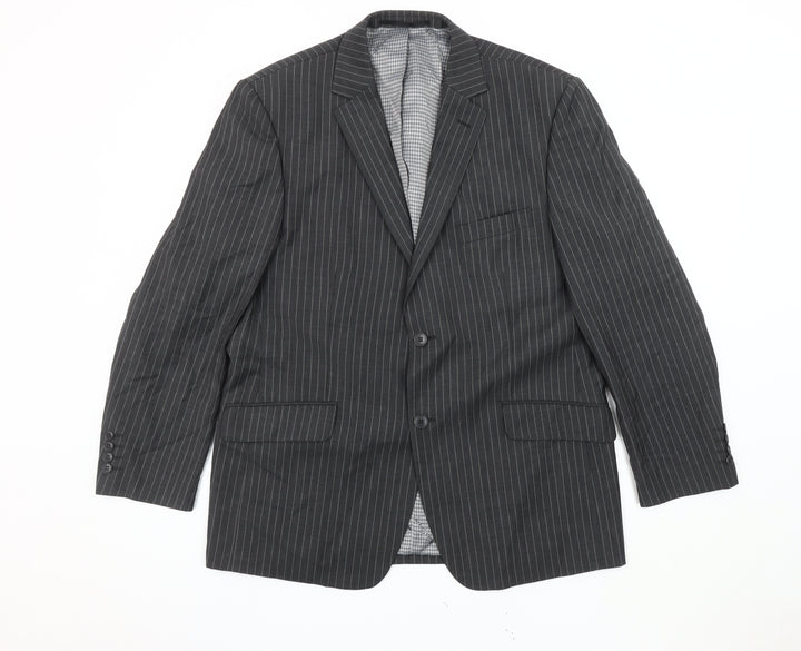 Ben Sherman Men's Grey Striped Wool Blazer 42