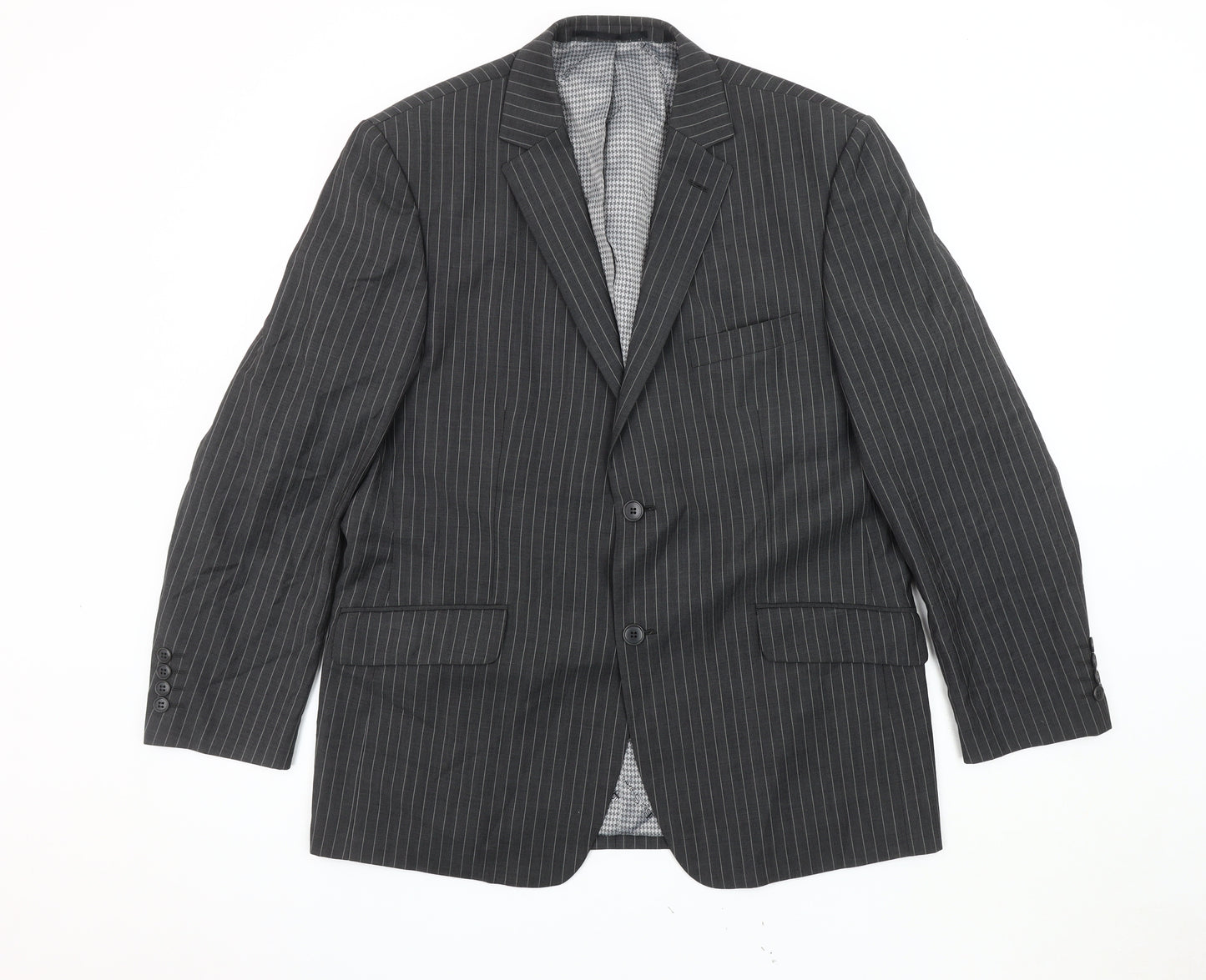 Ben Sherman Men's Grey Striped Wool Blazer 42