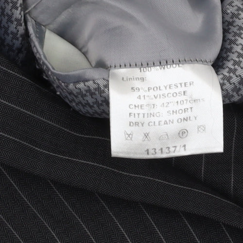 Ben Sherman Men's Grey Striped Wool Blazer 42