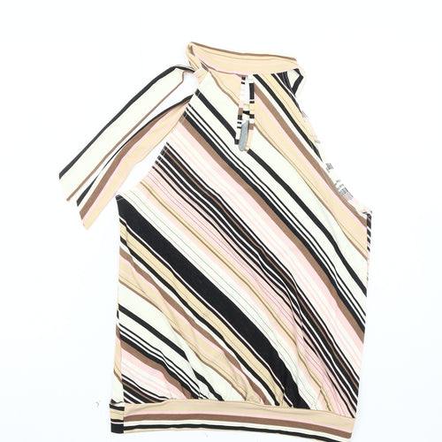 Select Women's Multicoloured Striped Sleeveless Top