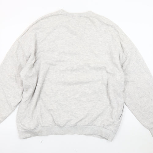 Bershka Women's Grey Logo Pullover Sweatshirt, Size 8