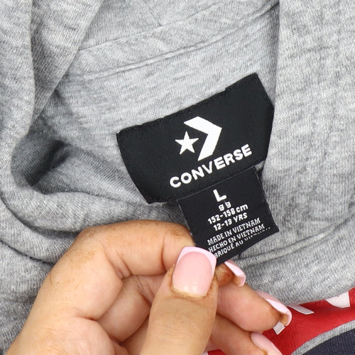 Converse Boys Grey Pullover Hoodie Size L - All Star Graphic