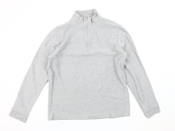 Topman Men's Grey 1/4 Zip Sweatshirt, S, Regular Fit