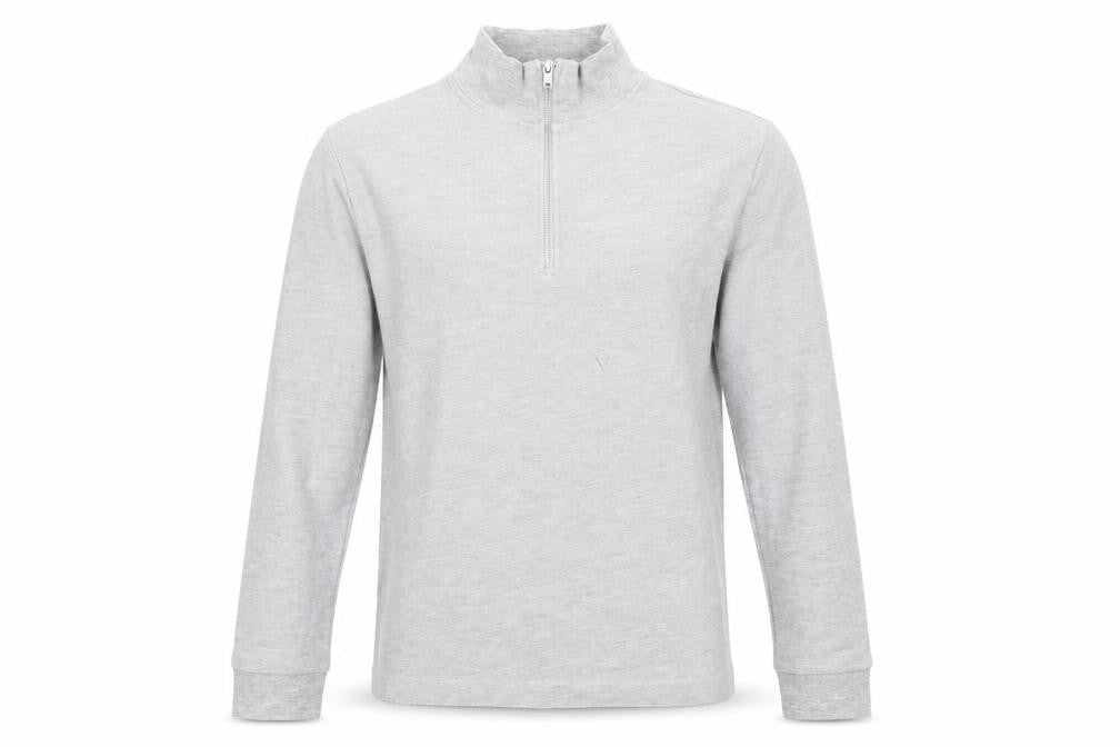 Front view of Topman Men's Grey 1/4 Zip Sweatshirt, S, Regular Fit