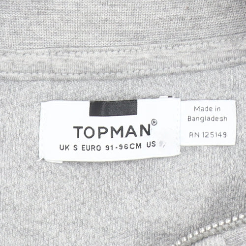 Topman Men's Grey 1/4 Zip Sweatshirt, S, Regular Fit