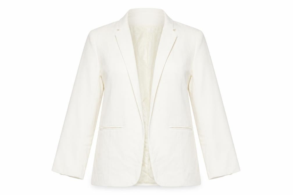 Front view of Next Women's Ivory Blazer, size 8, Lined, Regular Fit