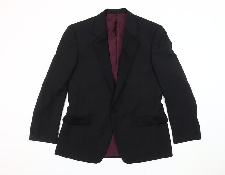 Executex Men's Black Blazer Jacket 40R Notch Lapel