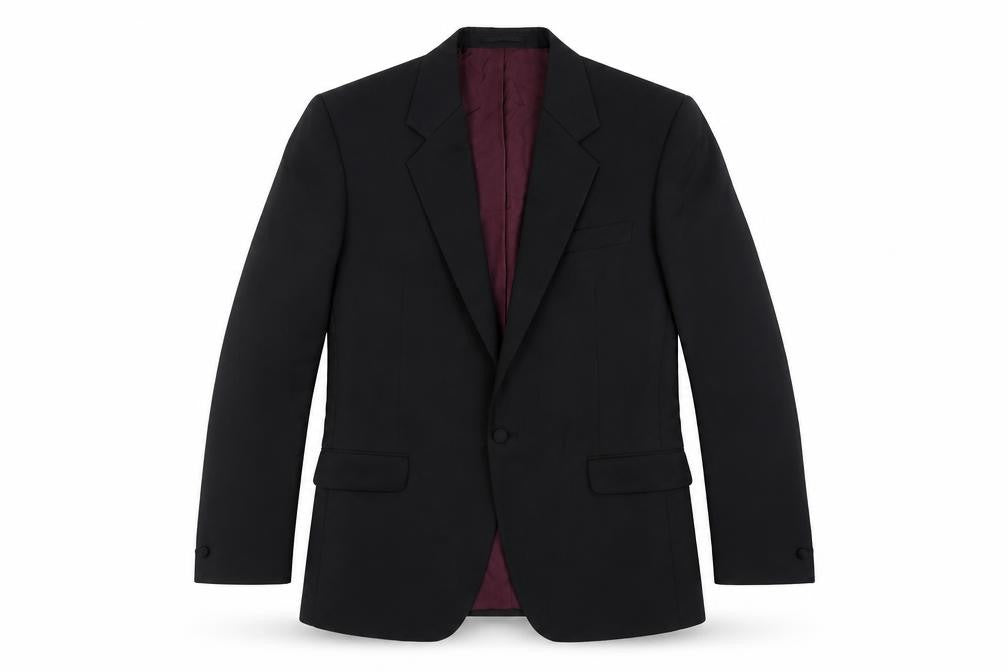 Front view of Executex Men's Black Blazer Jacket 40R Notch Lapel