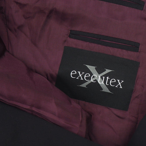 Executex Men's Black Blazer Jacket 40R Notch Lapel
