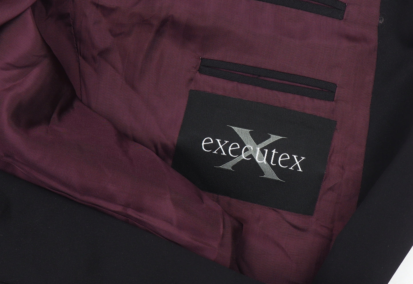 Executex Men's Black Blazer Jacket 40R Notch Lapel