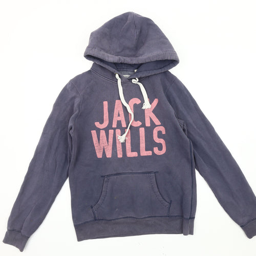 Jack Wills Women's Blue Hoodie, Size 12, Logo Accent