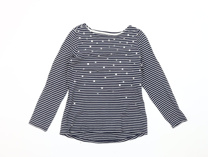 Joules Women's Blue Striped Jersey Top, UK 12, Glitter Accents