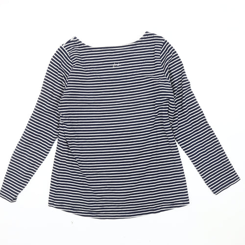Joules Women's Blue Striped Jersey Top, UK 12, Glitter Accents