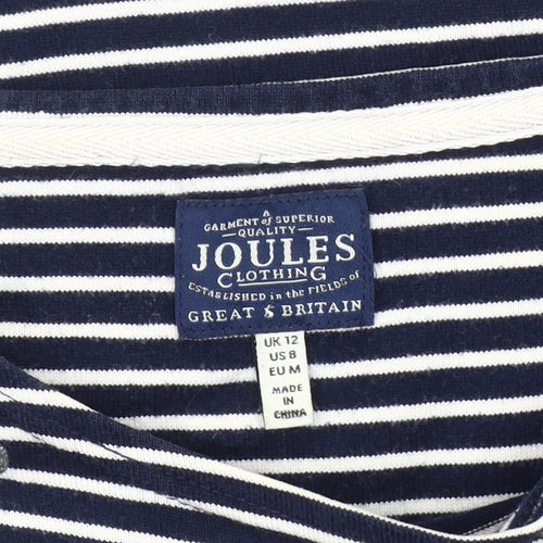 Joules Women's Blue Striped Jersey Top, UK 12, Glitter Accents