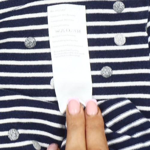 Joules Women's Blue Striped Jersey Top, UK 12, Glitter Accents