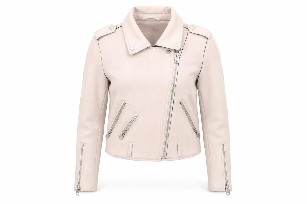 Front view of Zara Women's Beige XS Motorcycle Jacket