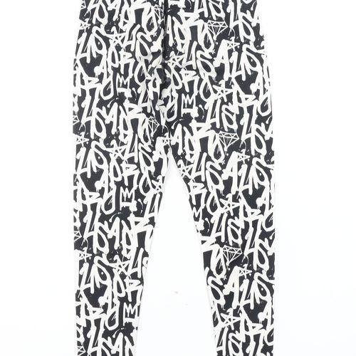 USA Pro Girls Black & White Graffiti Leggings, Size 11-12