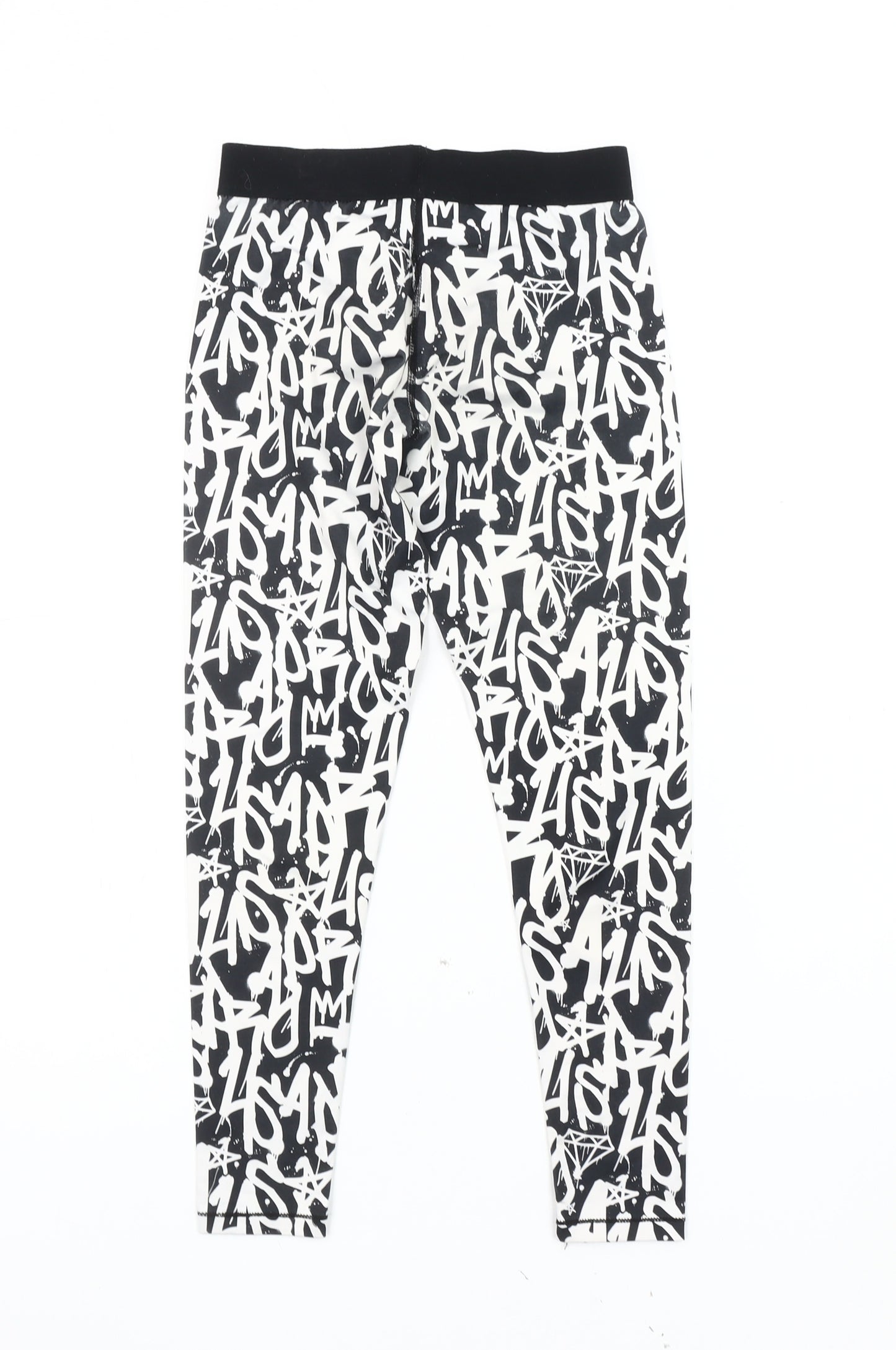 USA Pro Girls Black & White Graffiti Leggings, Size 11-12