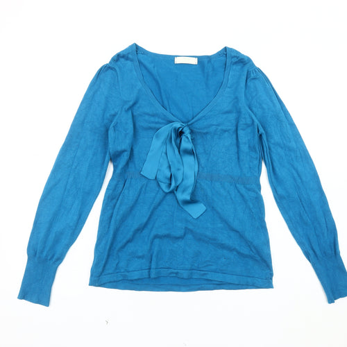 Marks and Spencer Women's Blue V-Neck Pullover Jumper