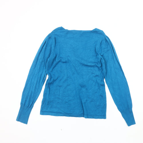 Marks and Spencer Women's Blue V-Neck Pullover Jumper