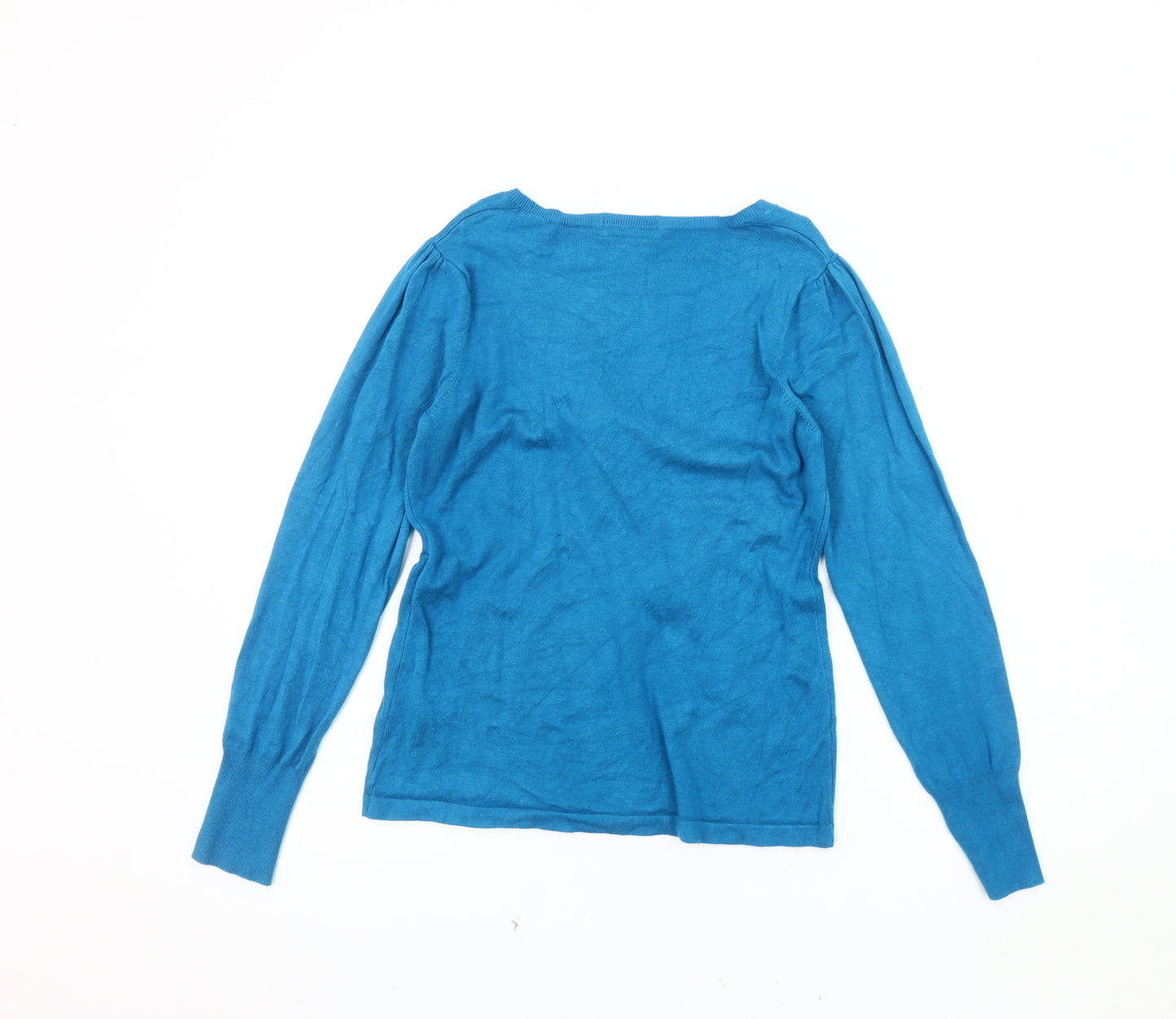Marks and Spencer Women's Blue V-Neck Pullover Jumper