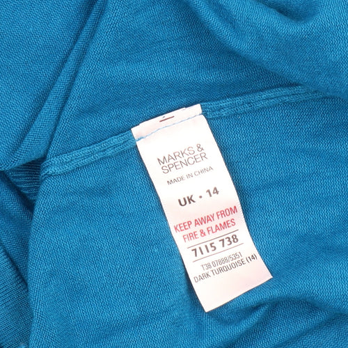 Marks and Spencer Women's Blue V-Neck Pullover Jumper