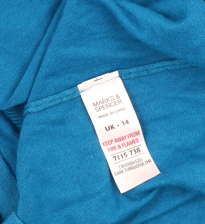 Marks and Spencer Women's Blue V-Neck Pullover Jumper