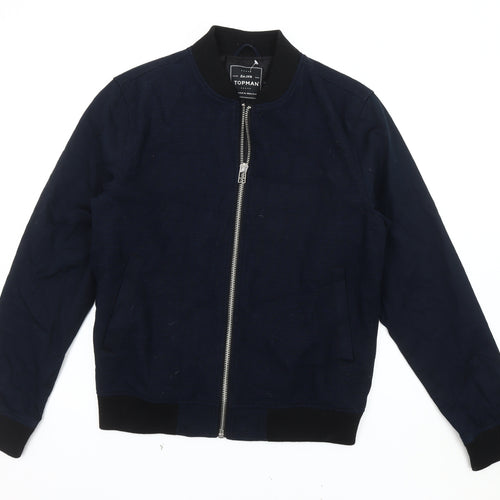 Topman Men's Blue Bomber Jacket M Cotton Casual 96cm-101cm