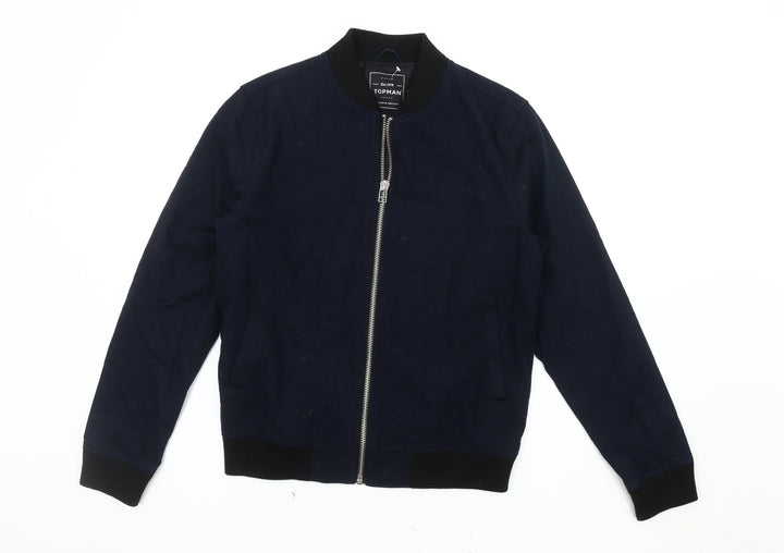 Topman Men's Blue Bomber Jacket M Cotton Casual 96cm-101cm
