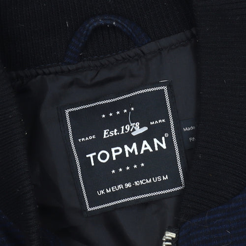 Topman Men's Blue Bomber Jacket M Cotton Casual 96cm-101cm