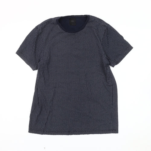 Burton Menswear London Men's Blue Geometric T-Shirt, Size S